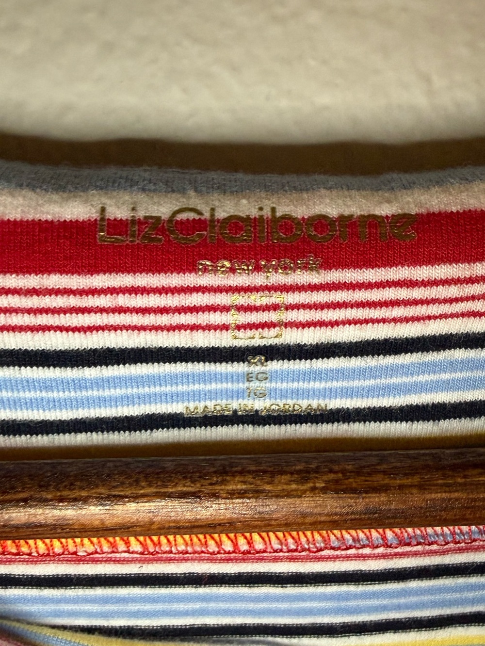 Liz Claiborne Multi-Color Striped Boatneck Long Sleeve Top - Picture 5 of 7
